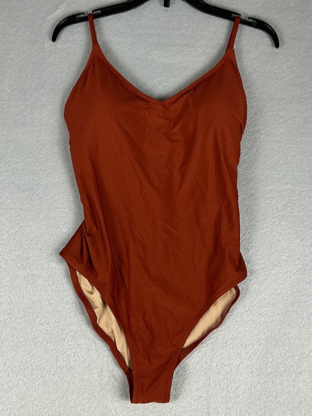 J. Crew Rounded V-Neck Swimsuit Size 8 Cinnamon Color Strappy One Piece NWT.